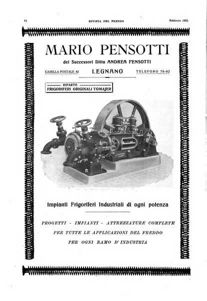 Rivista del freddo periodico mensile illustrato tecnico, scientifico, economico, commerciale