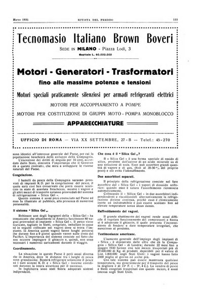 Rivista del freddo periodico mensile illustrato tecnico, scientifico, economico, commerciale