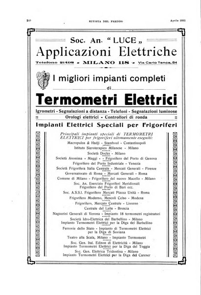 Rivista del freddo periodico mensile illustrato tecnico, scientifico, economico, commerciale