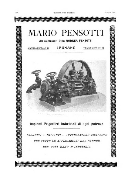 Rivista del freddo periodico mensile illustrato tecnico, scientifico, economico, commerciale