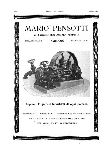 Rivista del freddo periodico mensile illustrato tecnico, scientifico, economico, commerciale