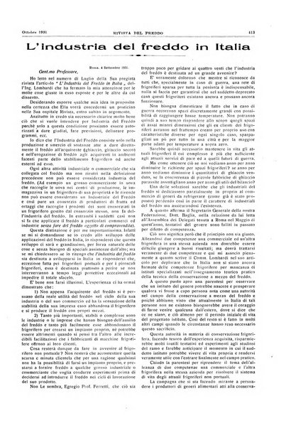 Rivista del freddo periodico mensile illustrato tecnico, scientifico, economico, commerciale