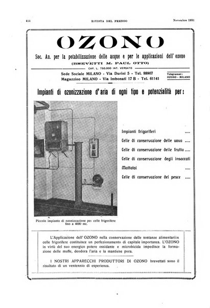 Rivista del freddo periodico mensile illustrato tecnico, scientifico, economico, commerciale