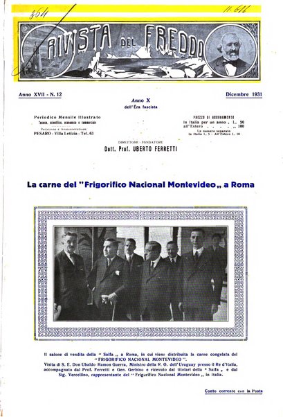 Rivista del freddo periodico mensile illustrato tecnico, scientifico, economico, commerciale