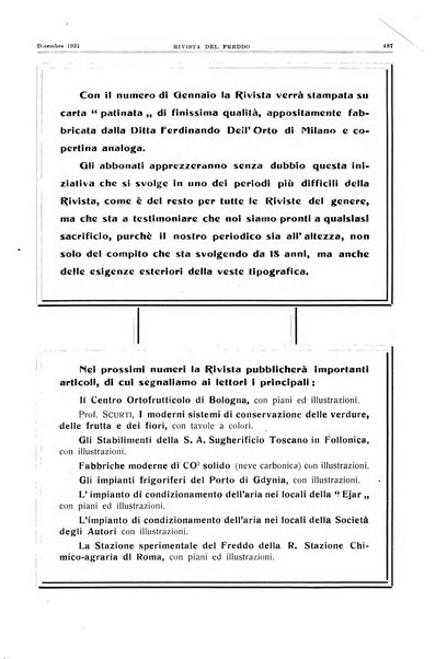 Rivista del freddo periodico mensile illustrato tecnico, scientifico, economico, commerciale