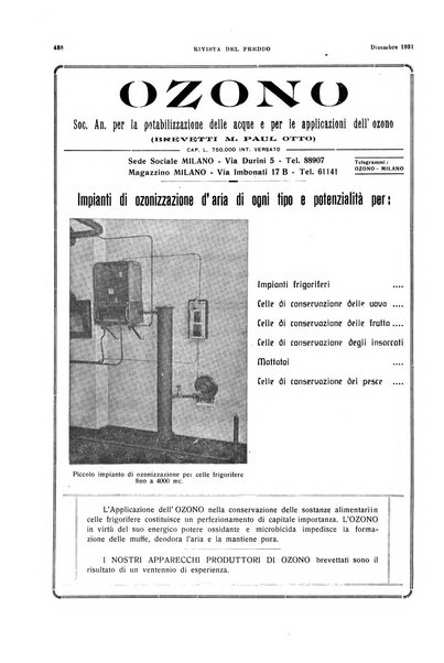 Rivista del freddo periodico mensile illustrato tecnico, scientifico, economico, commerciale