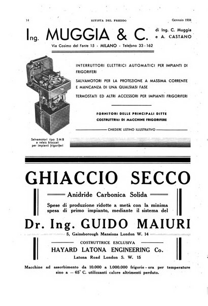 Rivista del freddo periodico mensile illustrato tecnico, scientifico, economico, commerciale