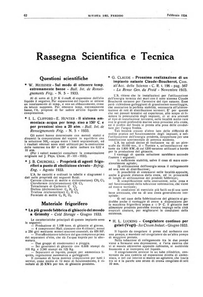 Rivista del freddo periodico mensile illustrato tecnico, scientifico, economico, commerciale