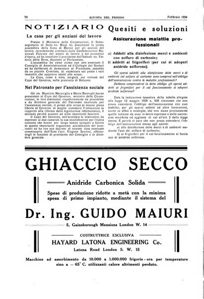 Rivista del freddo periodico mensile illustrato tecnico, scientifico, economico, commerciale