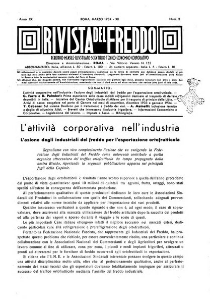 Rivista del freddo periodico mensile illustrato tecnico, scientifico, economico, commerciale