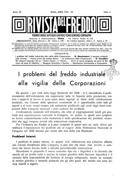 Rivista del freddo periodico mensile illustrato tecnico, scientifico, economico, commerciale