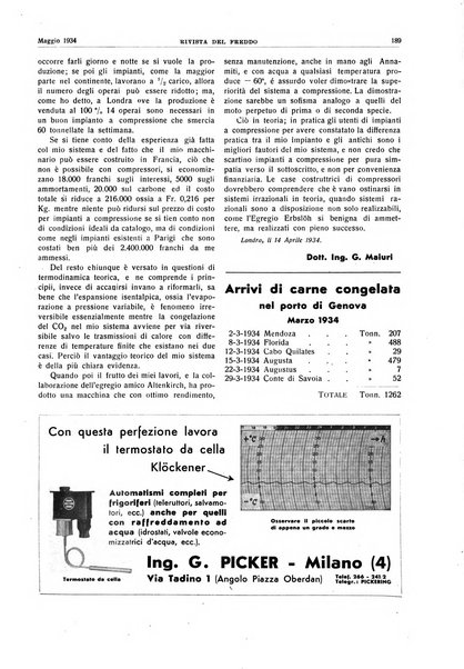 Rivista del freddo periodico mensile illustrato tecnico, scientifico, economico, commerciale