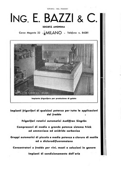 Rivista del freddo periodico mensile illustrato tecnico, scientifico, economico, commerciale