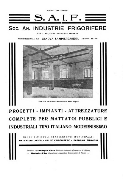 Rivista del freddo periodico mensile illustrato tecnico, scientifico, economico, commerciale