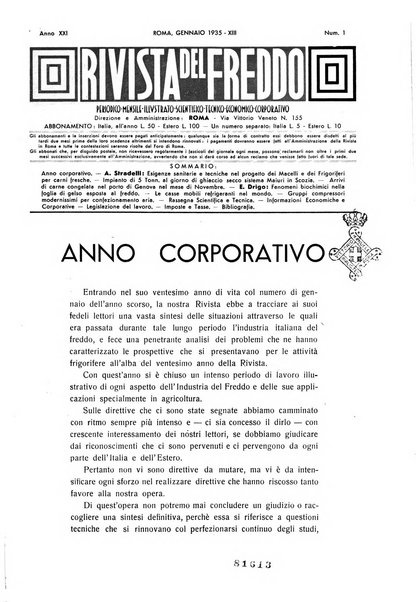 Rivista del freddo periodico mensile illustrato tecnico, scientifico, economico, commerciale