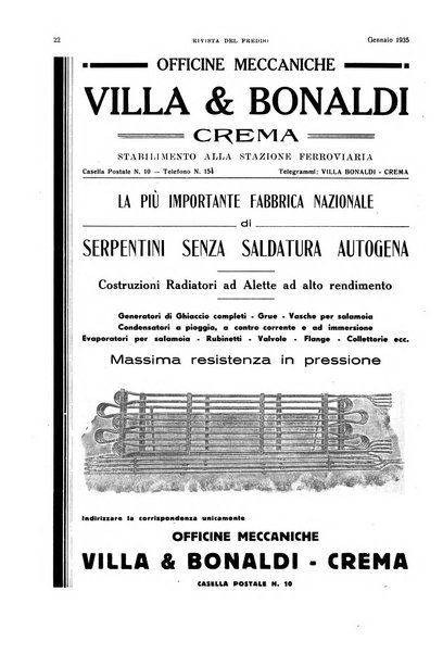 Rivista del freddo periodico mensile illustrato tecnico, scientifico, economico, commerciale