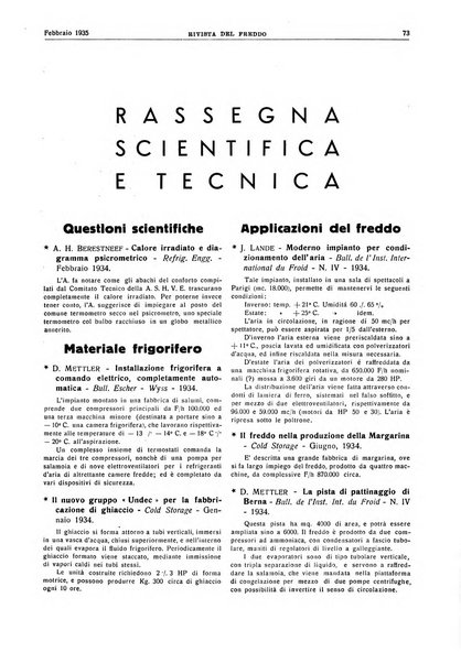 Rivista del freddo periodico mensile illustrato tecnico, scientifico, economico, commerciale