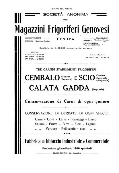 Rivista del freddo periodico mensile illustrato tecnico, scientifico, economico, commerciale