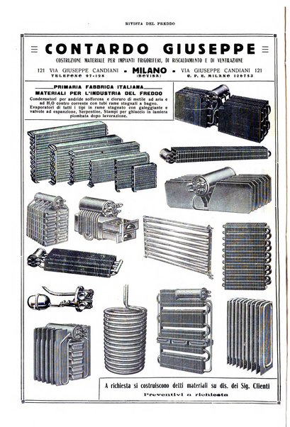 Rivista del freddo periodico mensile illustrato tecnico, scientifico, economico, commerciale