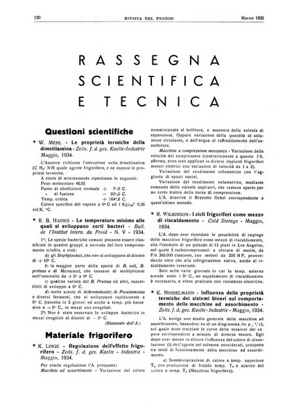 Rivista del freddo periodico mensile illustrato tecnico, scientifico, economico, commerciale