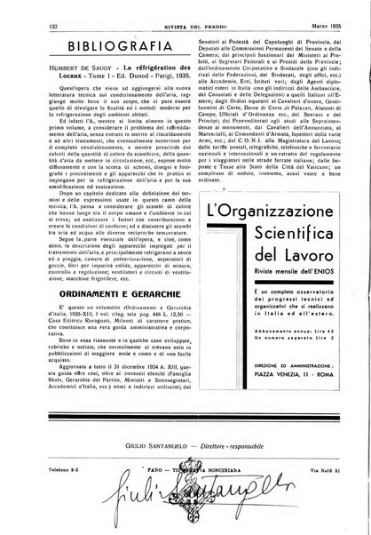 Rivista del freddo periodico mensile illustrato tecnico, scientifico, economico, commerciale