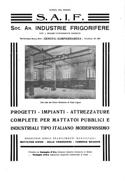 Rivista del freddo periodico mensile illustrato tecnico, scientifico, economico, commerciale