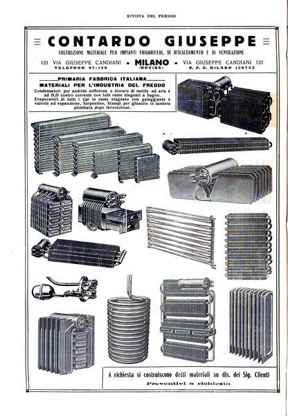 Rivista del freddo periodico mensile illustrato tecnico, scientifico, economico, commerciale