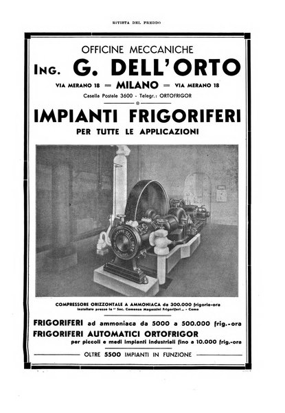 Rivista del freddo periodico mensile illustrato tecnico, scientifico, economico, commerciale