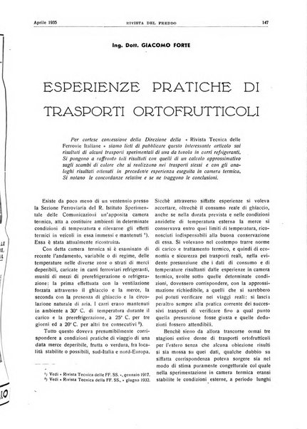 Rivista del freddo periodico mensile illustrato tecnico, scientifico, economico, commerciale