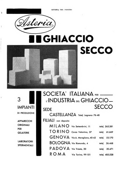 Rivista del freddo periodico mensile illustrato tecnico, scientifico, economico, commerciale