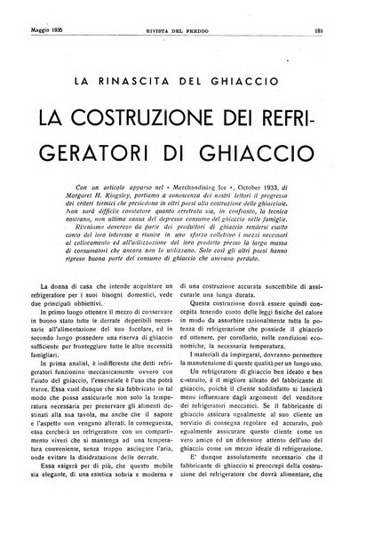 Rivista del freddo periodico mensile illustrato tecnico, scientifico, economico, commerciale