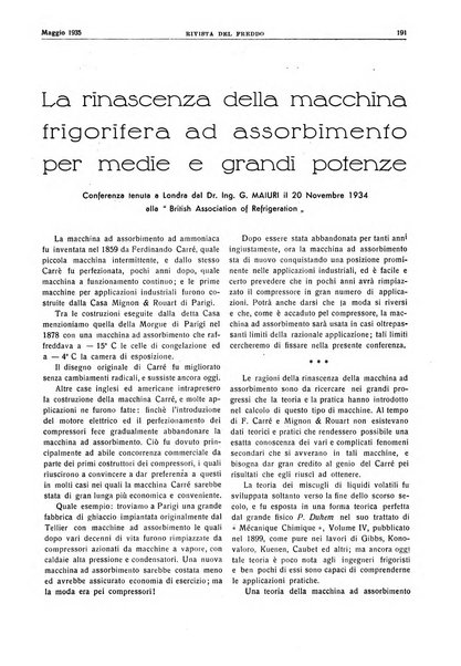 Rivista del freddo periodico mensile illustrato tecnico, scientifico, economico, commerciale