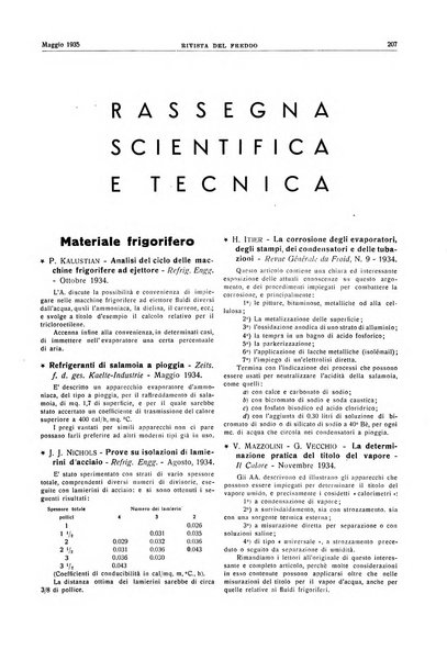 Rivista del freddo periodico mensile illustrato tecnico, scientifico, economico, commerciale