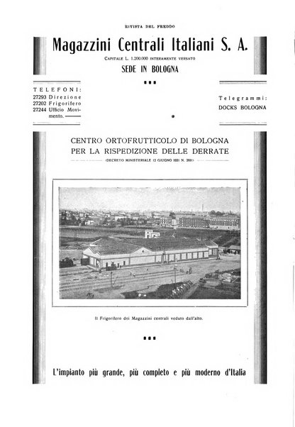 Rivista del freddo periodico mensile illustrato tecnico, scientifico, economico, commerciale