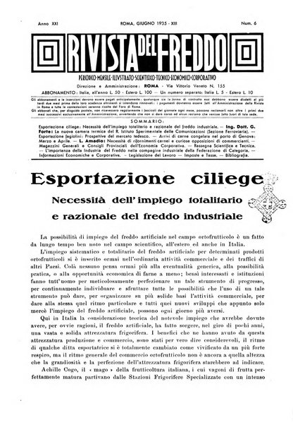 Rivista del freddo periodico mensile illustrato tecnico, scientifico, economico, commerciale