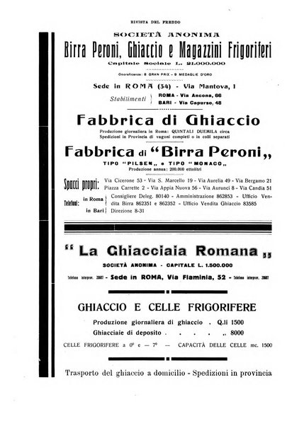 Rivista del freddo periodico mensile illustrato tecnico, scientifico, economico, commerciale