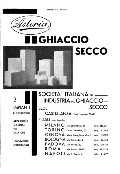 Rivista del freddo periodico mensile illustrato tecnico, scientifico, economico, commerciale