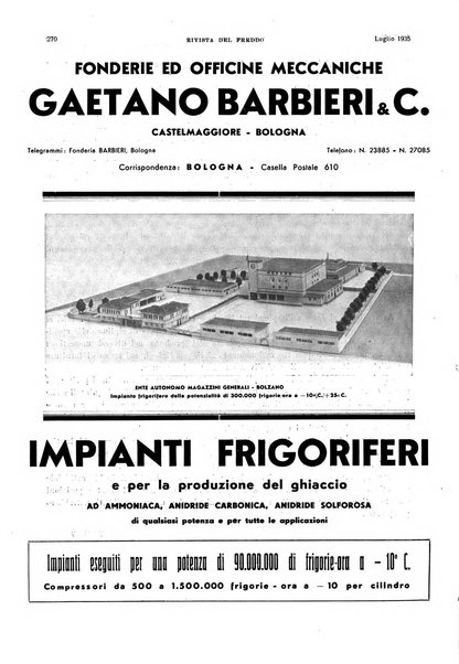 Rivista del freddo periodico mensile illustrato tecnico, scientifico, economico, commerciale