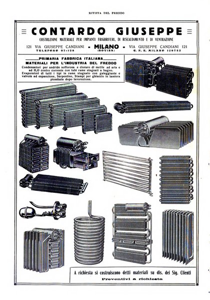 Rivista del freddo periodico mensile illustrato tecnico, scientifico, economico, commerciale