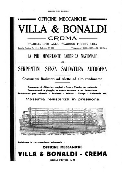 Rivista del freddo periodico mensile illustrato tecnico, scientifico, economico, commerciale