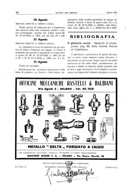 Rivista del freddo periodico mensile illustrato tecnico, scientifico, economico, commerciale