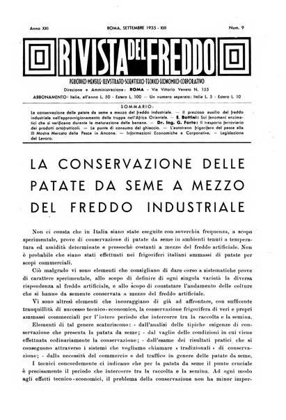 Rivista del freddo periodico mensile illustrato tecnico, scientifico, economico, commerciale