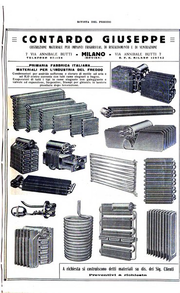 Rivista del freddo periodico mensile illustrato tecnico, scientifico, economico, commerciale