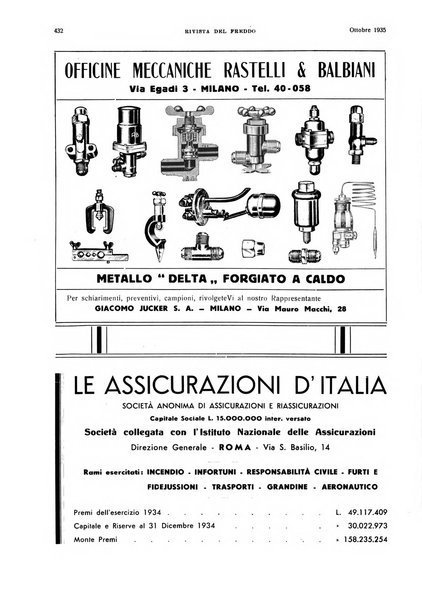 Rivista del freddo periodico mensile illustrato tecnico, scientifico, economico, commerciale