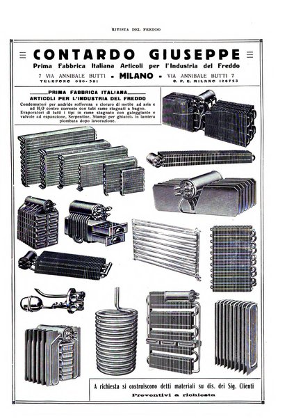 Rivista del freddo periodico mensile illustrato tecnico, scientifico, economico, commerciale