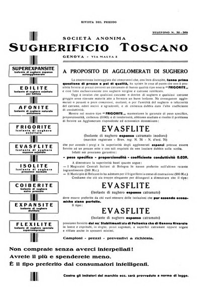 Rivista del freddo periodico mensile illustrato tecnico, scientifico, economico, commerciale