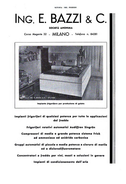 Rivista del freddo periodico mensile illustrato tecnico, scientifico, economico, commerciale