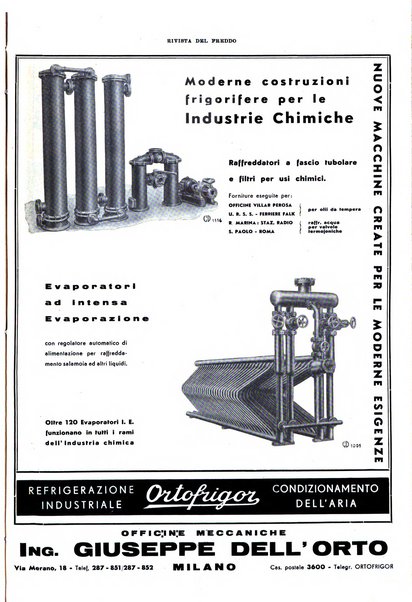 Rivista del freddo periodico mensile illustrato tecnico, scientifico, economico, commerciale