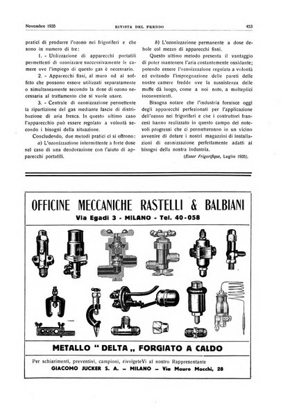 Rivista del freddo periodico mensile illustrato tecnico, scientifico, economico, commerciale