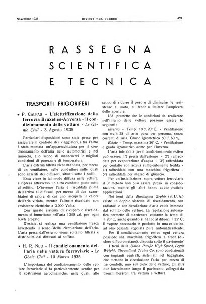 Rivista del freddo periodico mensile illustrato tecnico, scientifico, economico, commerciale